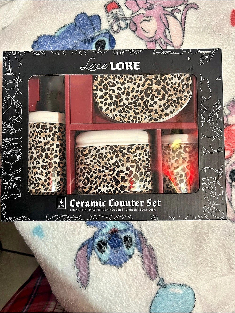 Lace LORE Ceramic Counter Set Leopard NWT